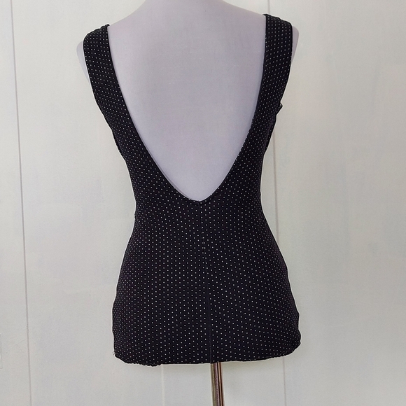 Vtg 40s‎ 50s Bradley Black White Polka Dot  Boy Leg Low Back One Piece Swimsuit - Picture 10 of 16